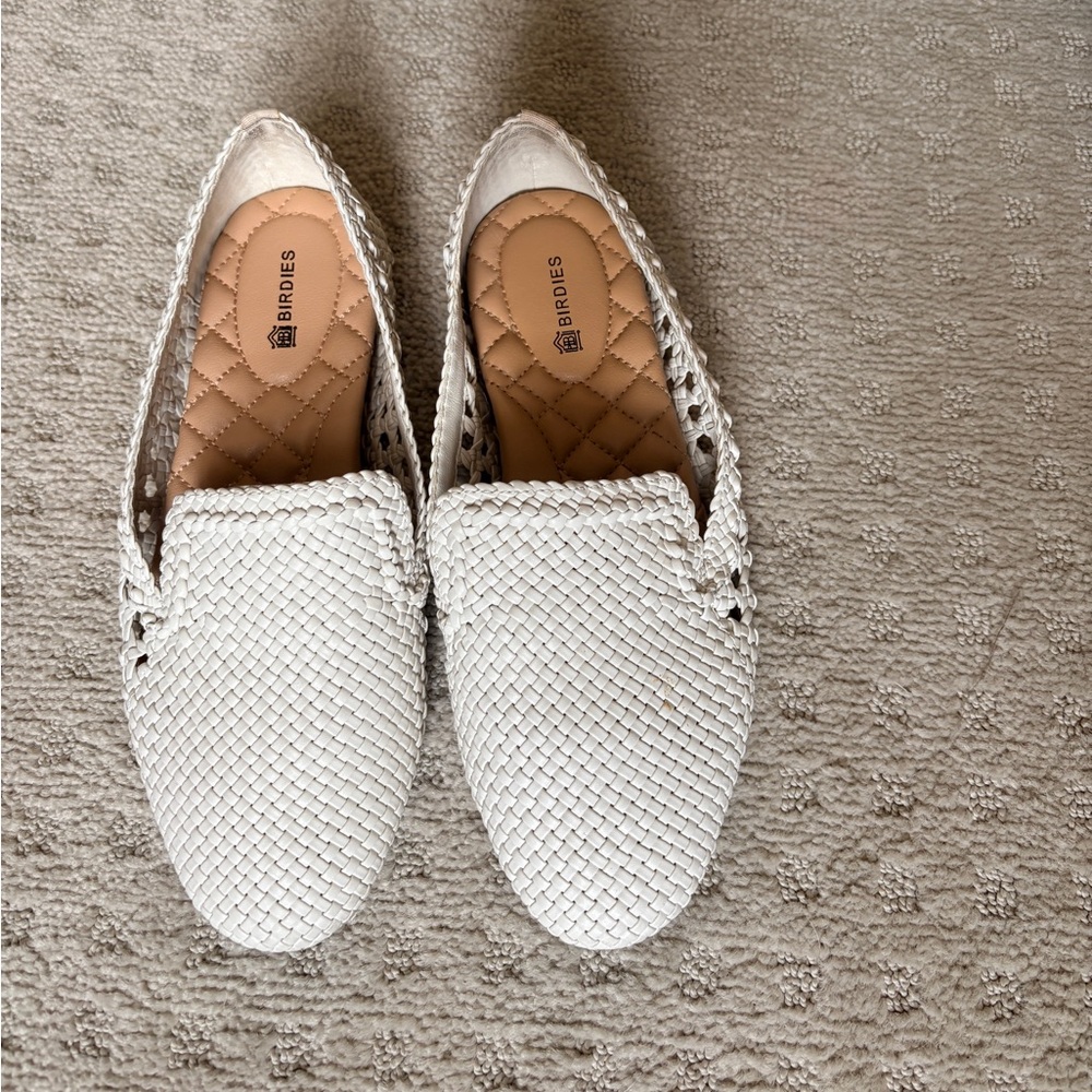 Birdies Women's Starling White Woven Flats 5.5